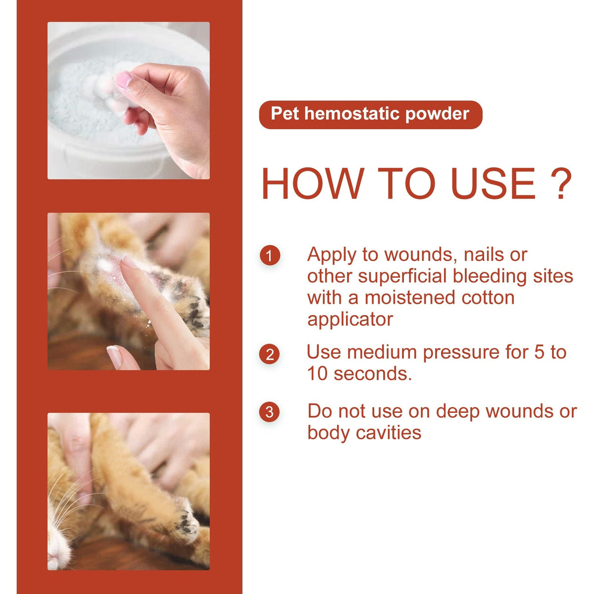 Pet Hemostatic Powder, Fast Bleeding Stop Wound Care Powder For Dogs Cats, Gentle Pet Nail Cut Skin Injury Healing Powder 50g