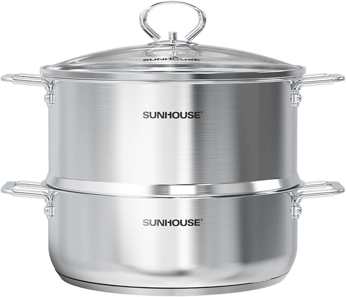 SUNHOUSE 2-Tier Stainless Steel Steamer Pot