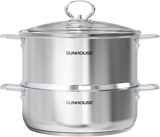 SUNHOUSE 2-Tier Stainless Steel Steamer Pot