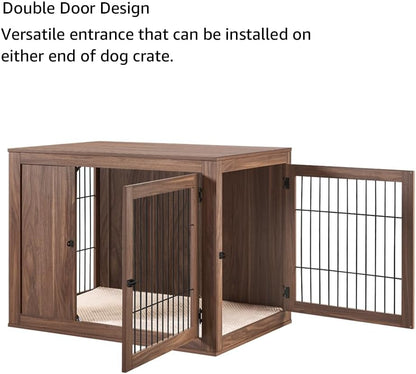 unipaws 38.5 Inch Furniture Style Dog Crate for Medium Large Dogs, Indoor Aesthetic Dog Stuff Kennel, Modern Decorative Wood Wire Cage, Pretty Cute End Side Table Nightstand, Walnut