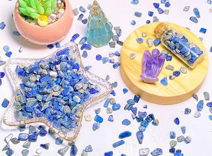 YATOJUZI Lapis Lazuli Aquarium Gravel Rocks Bulk Wholesale Tumbled Crystals Stones Chips Crushed Reiki Energy Balancing Gemstones for Planters Vase Filler Fountain Fish Tank Potted Decor 0.44LB