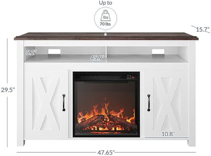 BELLEZE Modern 48" Barn Door Wood TV Stand