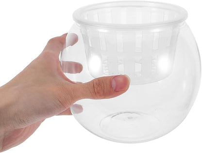 BESPORTBLE Plastic Betta Fish Aquarium Bowl with Hydroponic Basket Small Desktop Fish Tank for Living Room Table Eco-Friendly Plant Terrarium Bowl and Aquatic Pets