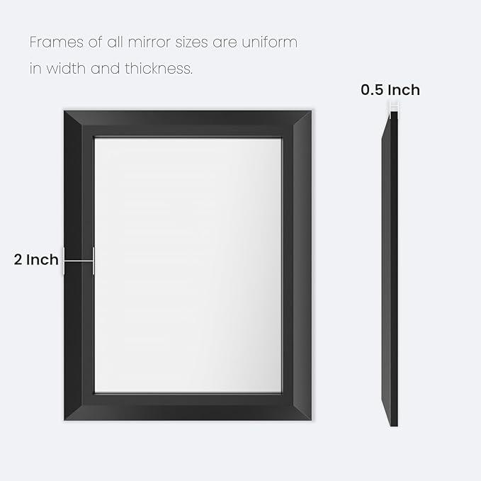 Amorho Black Bathroom Mirror, 72 X36 Inch Thick Metal Framed Wall Mirrors