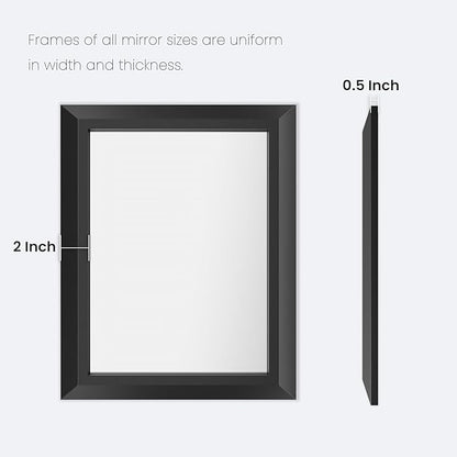 Amorho Black Bathroom Mirror, 24x32 Inch Thick Metal Framed Wall Mirrors