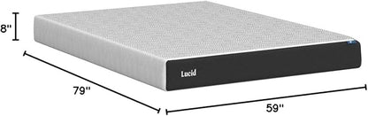 Lucid 8 Inch Memory Foam Mattress - Medium Plush Feel - Infused with Refreshing Bamboo Charcoal and Cooling Gel - Bed in a Box - Temperature Regulating - Pressure Relief - Breathable - Queen Size