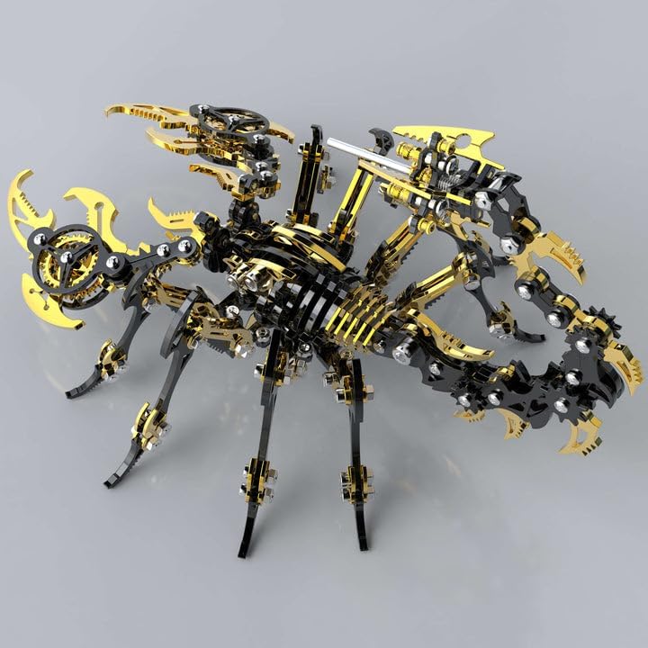 Scorpion 3D Metal Puzzles Kits for Adults Teens – 454 Pcs – Mechanical Assembly Models – 4 Hours to Build – Ideal for Gifts and Decorations (Gold and Black)
