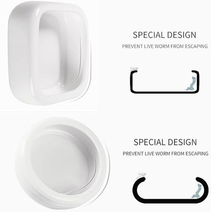 Reptile Food Bowls Ceramic Round Reptile Water Food Dish, Pet Food Bowl for Lizards, Small Snakes, Young Bearded Dragons, Gecko Tortoise Spider (White, Medium-1Pack)