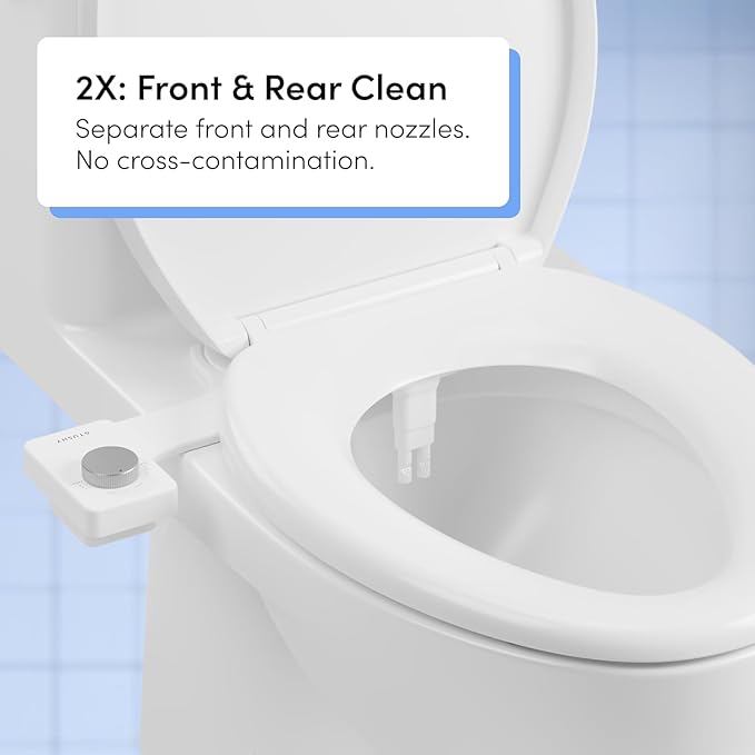 TUSHY NEW Fresh Dual Nozzle Cool Water Bidet: Ultra Slim Toilet Seat Attachment