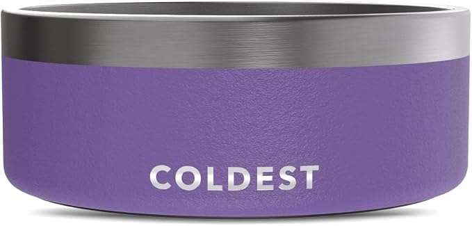 Coldest Dog Bowl - Anti Rust Metal, Non Slip, 3 Layers Insulated Stainless Steel Dog Bowls - Spill Proof & Heavy Duty - Water Bowl for Dogs, Cats & Pets, Dish Washer Safe (64 oz, Galaxy Purple)