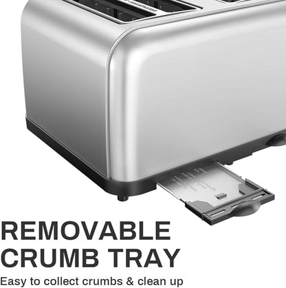 Toaster 4 Slice, Dual Independent Controls, Extra Wide Slot Toasters