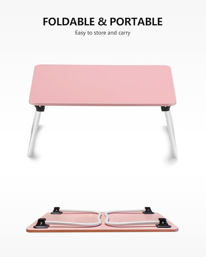 ZEAPTAC Foldable Lap Desk, Portable Bed Table, Laptop Stand, Lightweight & Mini Table for Breakfast/Picnic/Drawing/Couch/Floor - Pink