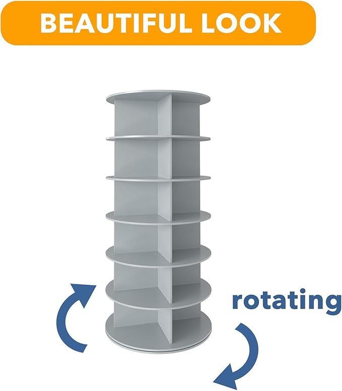 SpaceAid 6 Tier Rotating Shoe Rack Tower, Spinning Shoe Display Lazy Susan