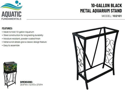 MAKLAINE Traditional Steel 10 Gallon Metal Aquarium Stand in Black