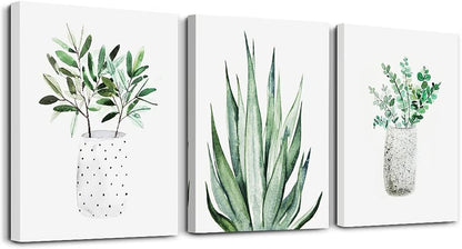 farmhouse Wall Art painting for dining room bathroom Abstract Canvas art family Wall decor for Bedroom kitchen Wall Decoration Living Room decor art Green Leaf pictures Artwork for home walls 3 piece