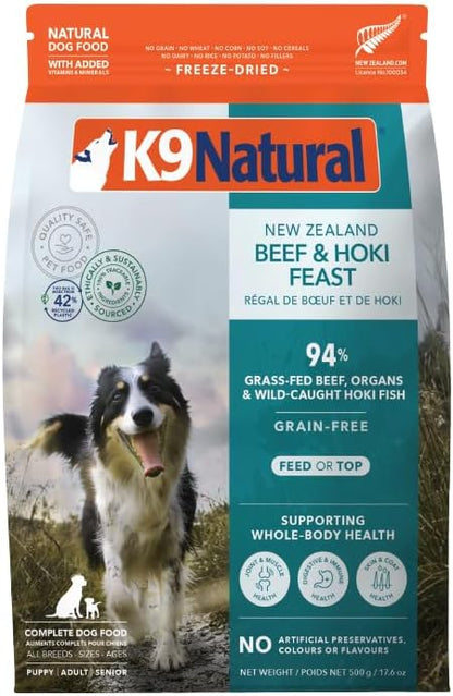 K9 Natural - Grain Free Freeze Dried Dog Food - Hoki & Beef, 17.6oz