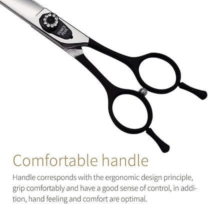 Fenice 8.0 inch Dog Grooming Curved Scissors with Jeweled Screw for Pets Japan 440C Stainless Steel Sharp Blade Light Weight Comfortable for Right Handed Groomers