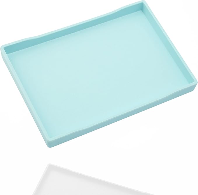Blue Small Serving Tray (9.5 x 7 inch), Countertop Organizer for Bathtub Bathroom Vanity Items, Serving Accessory, Coffee, Drinks, Tea, Party, Spa, Perfume and Display Use.