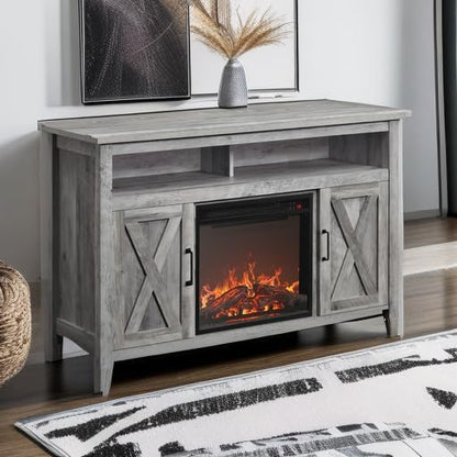 BELLEZE Modern 48" Barn Door Wood TV Stand