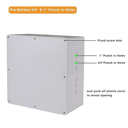 12" x 12" x 6" PVC Plastic Junction Box