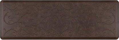 WellnessMats Anti-Fatigue Bella Motif Mat, 72 Inch by 24 Inch, Antique Dark