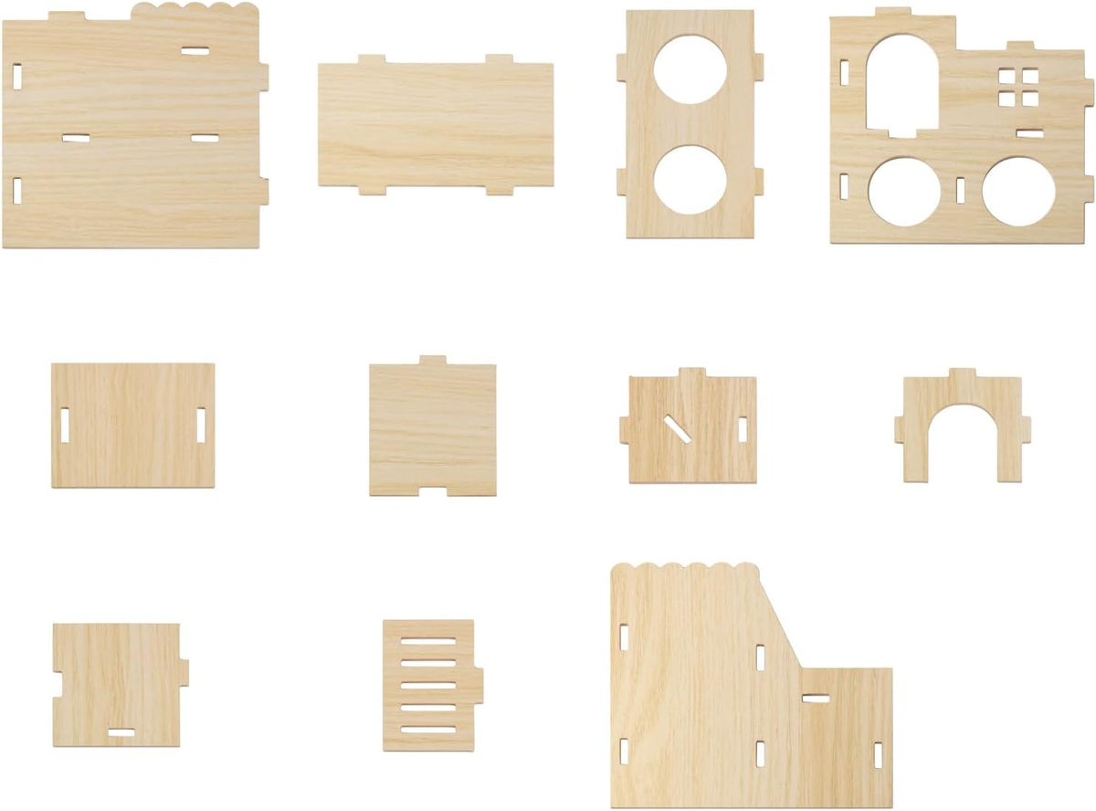 Multi-Chamber Hamster Hideout & House, Natural Wood Small Animal Cage Accessories for Dwarf Hamsters, Gerbils and Mice – Ventilated Design with Structure
