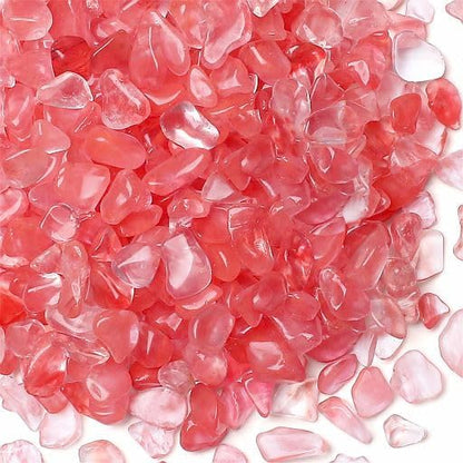 YATOJUZI Cherry Quartz Aquarium Gravel Rocks Bulk Wholesale Tumbled Crystals Stones Chips Crushed Reiki Energy Balancing Gemstones for Planters Vase Filler Fountain Fish Tank Potted Decor 0.44LB