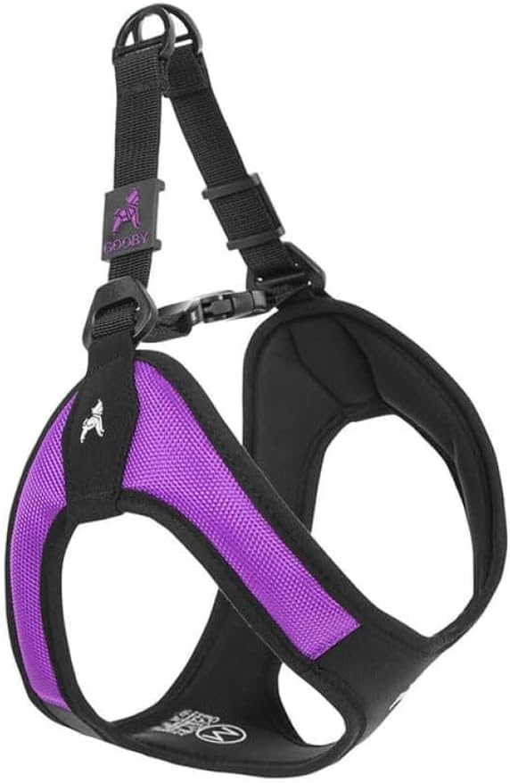 Gooby Escape Free Easy Fit Harness - Purple, Medium - No Pull Step-in Patented Small Dog Harness with Quick Release Buckle - Perfect On The Go No Pull Harness for Small Dogs or Medium Dog Harness