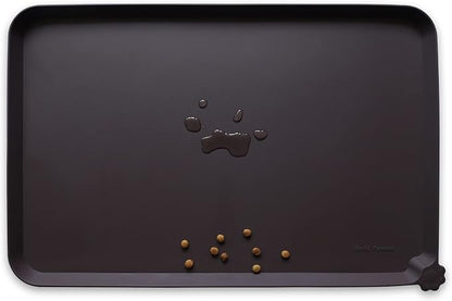 Hoki Found L Silicone Non Slip Pet Dog Cat Bowl Mats - Waterproof Dog Cat Food Mats - Dark Oak