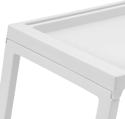 DUSNDULR 6 Pack Bed Tray Table, Foldable Laptop Desk Cute Serving Food Trays with Folding Legs & Charging Hole for Eating Reading Working (White)