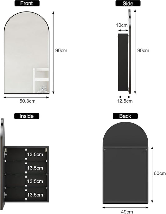 20x36 Black Arched Medicine Cabinet