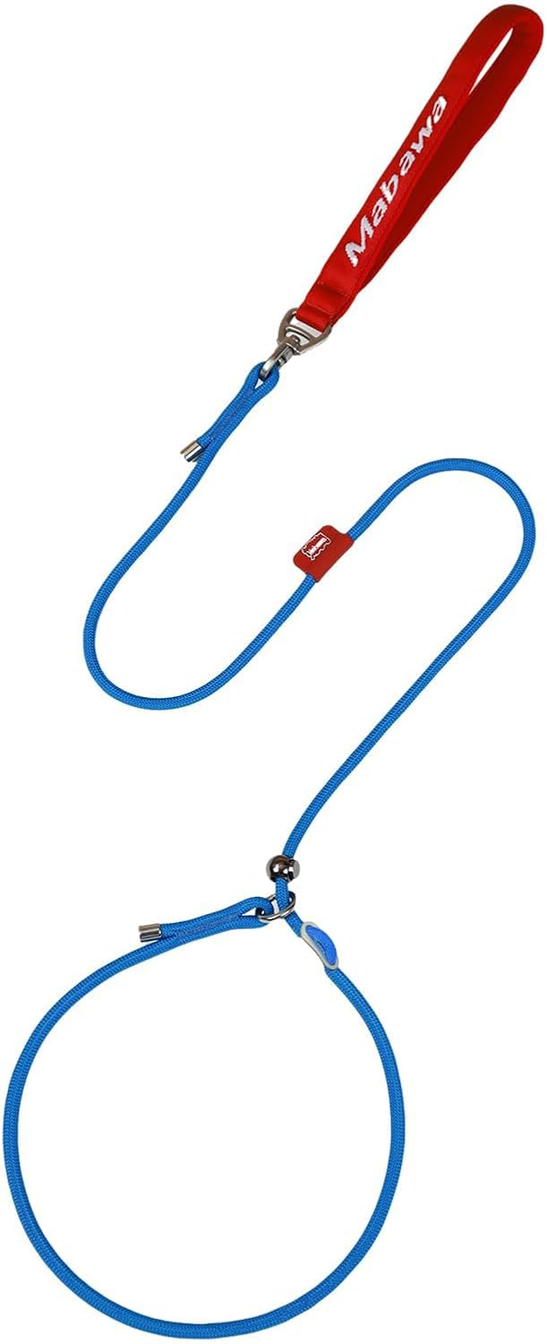 Dog Anti-Slip Leash 5FT with Metal Stopper - Durable No-Pull Training Lead for Small, Medium & Large Dogs - Comfortable Handle Nylon Rope, Tangle-Free Pet Walking Leash (Blue, 5.6FT)