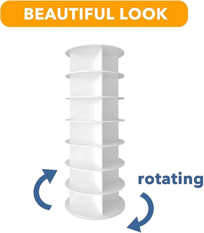 SpaceAid 7 Tier Rotating Shoe Rack Tower, Spinning Shoe Display Lazy Susan
