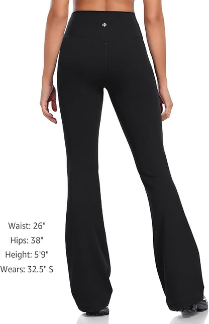 HeyNuts Harmony Flare Leggings 29"/30.5"/32.5"/34.5", High Waisted Tummy Control Wide Leg Bootcut Yoga Pants Lounge Soft