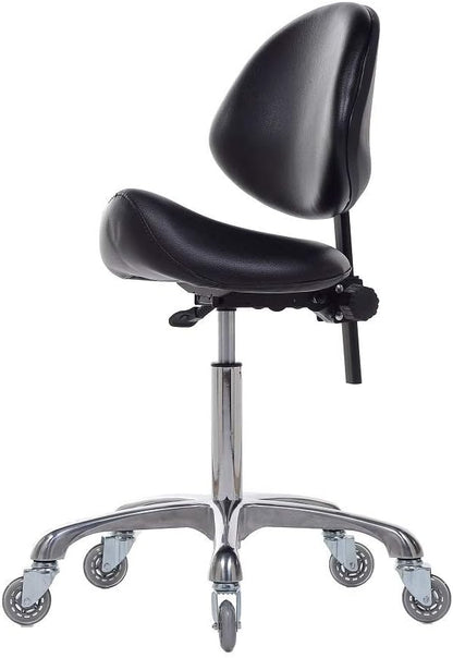 FRNIAMC Adjustable Saddle Stool Chairs with Back Support Ergonomic for Medical Clinic Studio Salon Office and Home (Black)