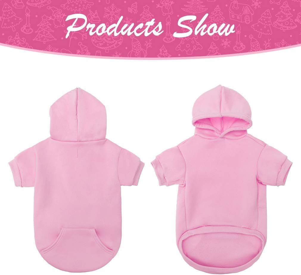 KOOLTAIL Basic Dog Hoodie - Soft and Warm Dog Hoodie Sweater with Leash Hole and Pocket, Dog Winter Coat, Cold Weather Clothes Sweatshirt for Small Medium Large Dogs Puppy Cat Boys Girls Pink XL/XXL