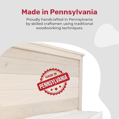 Solid Hardwood Deluxe Platform Bed Frame, Headboard, Footboard & Slats, Quality Crafted in Pennsylvania, USA from Poplar by Mennonite Artisans, No Box Spring Needed, Easy Assembly