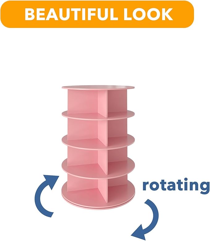 SpaceAid 4 Tier Rotating Shoe Rack Tower, Spinning Shoe Display Lazy Susan