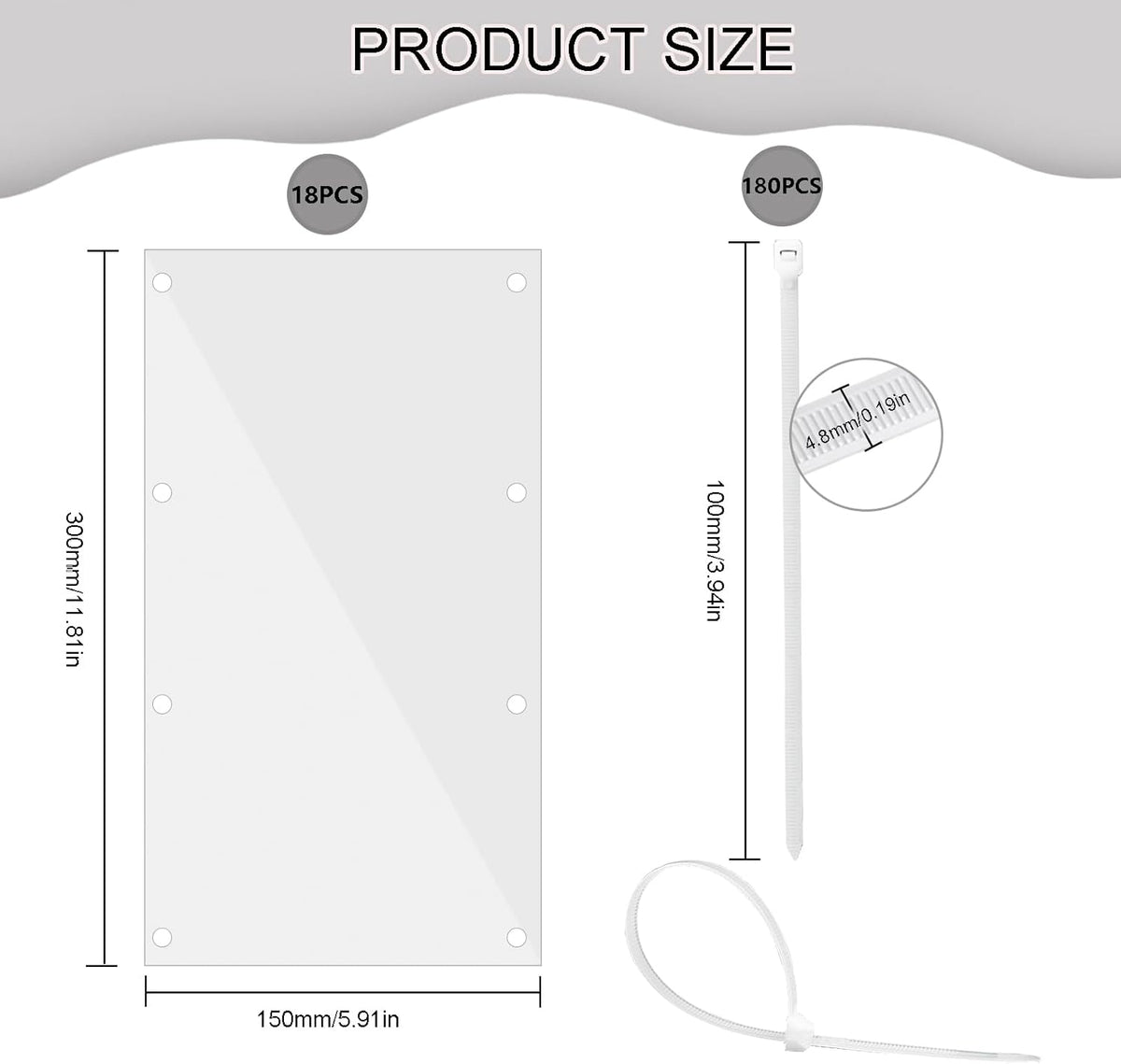 Pet Cage Liner Protection, Rabbit Cage Plastic Panels, 18 PCS Cage Urine Guard for Rabbit, Guinea Pig, Hamster, Hedgehog, Chinchilla, Ferret, Bunny - Transparent, 11.8"x5.9"
