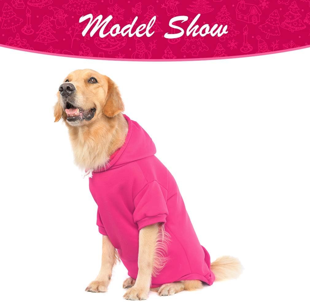 KOOLTAIL Basic Dog Hoodie - Soft & Warm Dog Hoodie Sweater with Leash Hole and Pocket, Dog Winter Coat, Cold Weather Clothes Sweatshirt for Small Medium Large Dogs Puppy Cat Boys Girls Deep Pink L