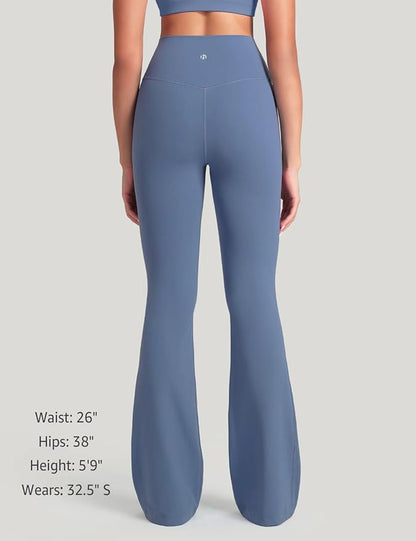 HeyNuts Harmony Flare Leggings 29"/30.5"/32.5"/34.5", High Waisted Tummy Control Wide Leg Bootcut Yoga Pants Lounge Soft