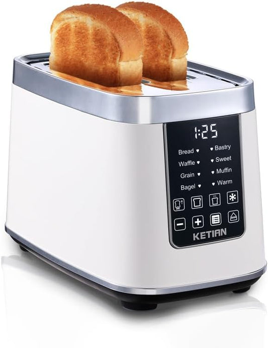 Smart Touch Screen Toaster 2 Slice, KETIAN Automatic Digital Stainless Steel