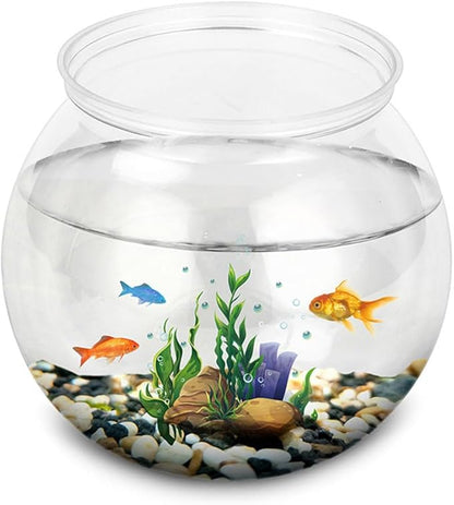 PRETYZOOM 1 Gallon Plastic Fish Bowl Clear Spherical Aquarium Tank for Betta Fish Turtle Shrimp and Small Aquatic Pets Multi-Functional Water Plant Pot and Desk Decor