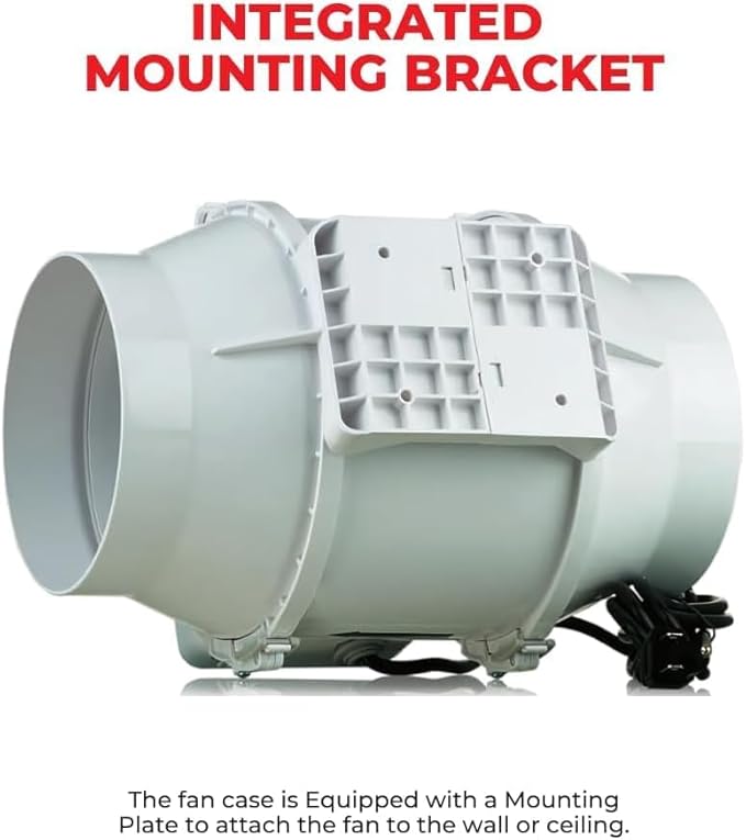 VENTS-US TT Silent 125-5" Inline Duct Fan, 199 CFM, 2-Speed Built-In Switch