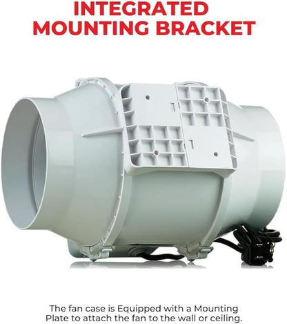 VENTS-US TT Silent 125-5" Inline Duct Fan, 199 CFM, 2-Speed Built-In Switch