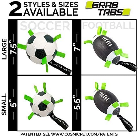 Hyper Pet The Original Grab Tabs Dog Soccer Ball with Straps (5")-Indoor or Outdoor, Interactive Durable Fetch Ball with Tug Toy for All Dog Breeds