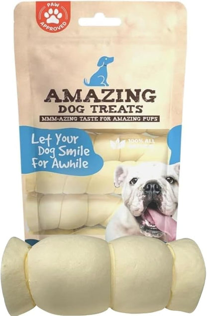 Amazing Dog Treats - Beef Cheek Rolls (Mega Thick 5-6" - 8 Pcs) - Safe Rawhide Alternative Dog Chew - Great for Power Chewers - Long Lasting Dog Chew - Retriever Rolls for Dogs