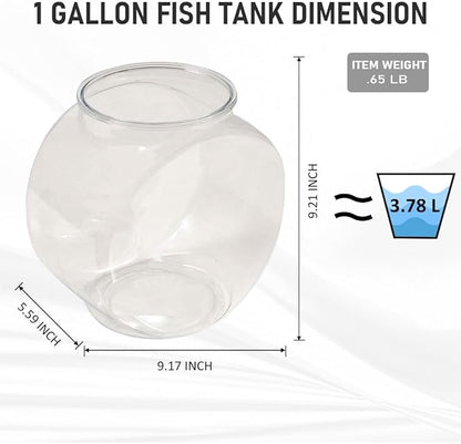 Koller Products 1-Gallon Fish Bowl, Impact-Resistant Plastic