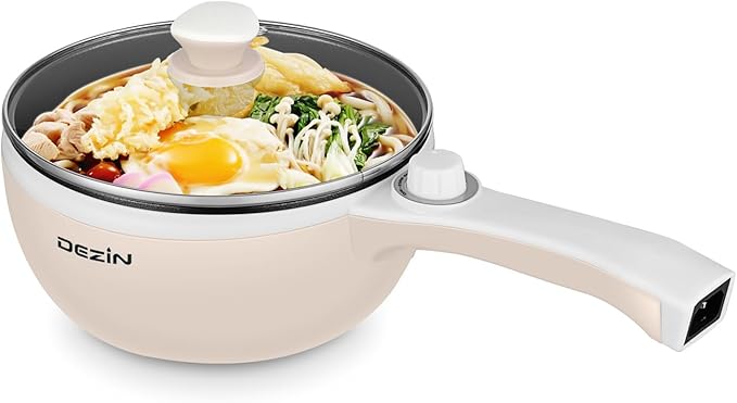 Dezin Hot Pot Electric Upgraded, Non-Stick Sauté Pan, Rapid Noodles Electric Pot