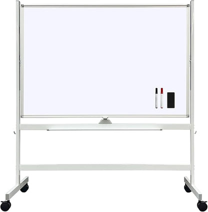 BEST BOARD Large Rolling Whiteboard on Wheels, 48" x 32" Double-Sided Mobile White Board with Stand, Portable Standing Dry Erase Board Easel for Home Office Classroom School (32" x 48" WH)